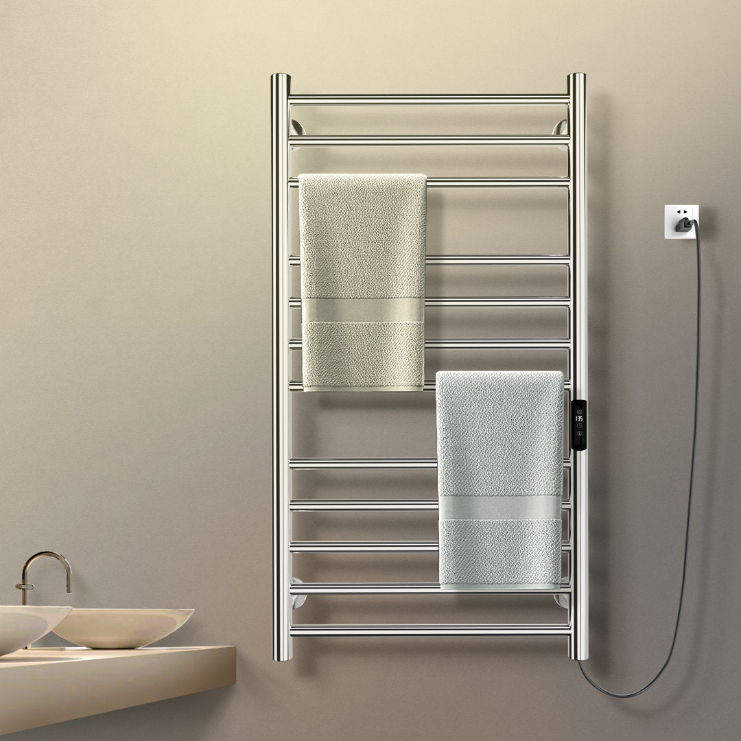 Wall Mount Heated Towel Electric Towel Warmer 12 Bars Paraheeter Finish: Mirror Polished