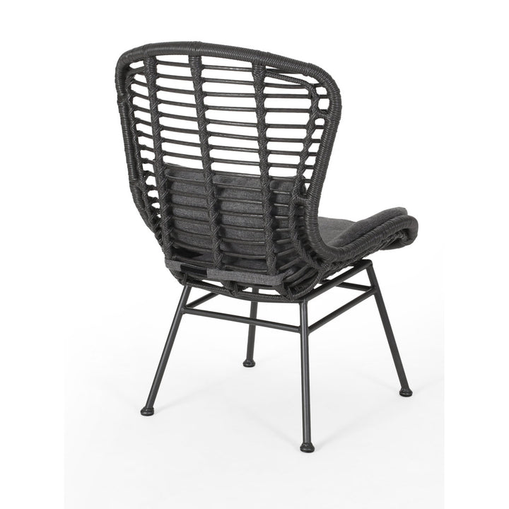 Frazer Patio Chair with Cushions (Set of 2) Mistana™ Frame Color: Gray Frame, Cushion Color: Dark Gray