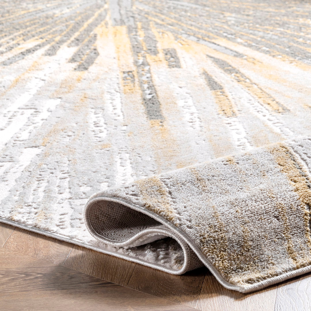 Nissen Abstract Power Loom Yellow/Gray Rug Everly Quinn Rug Size: Rectangle 3' x 5'
