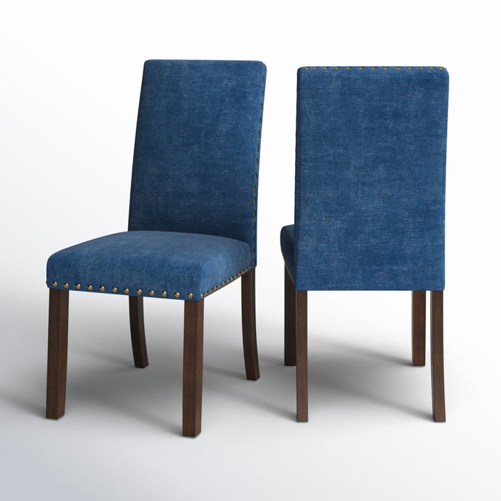Bontrager Linen Dining Room Parsons Chair (Set of 2) Andover Mills™ Upholstery Color: Blue