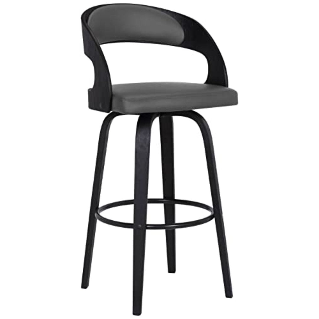 Pensacola Mid-century Swivel Counter Height Bar Stool Corrigan Studio® Upholstery: JY Grey Faux Leather, Seat Height: Bar Stool (30" Seat Height)