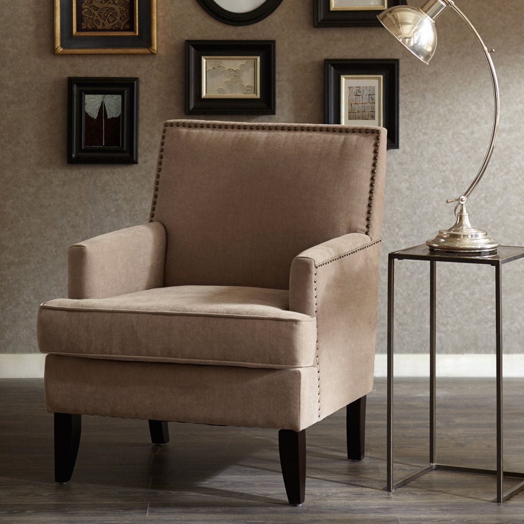 Colton Nailhead Club Chair Three Posts™ Upholstery Color: Sand Polyester