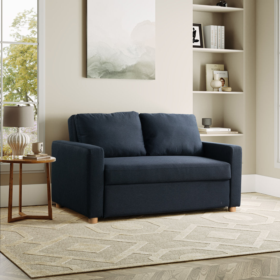 Serta Trinity Full Size Convertible Sleeper Sofa Serta Fabric: Navy Woven