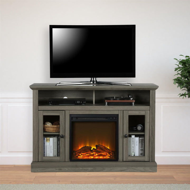 Tucci TV Stand for TVs up to 50" with Electric Fireplace Included Darby Home Co Color: Rustic Gray