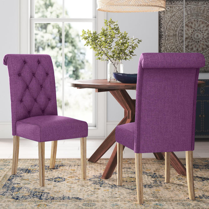 Charlotte Tufted Upholstered Parsons Chair (Set of 2) Red Barrel Studio® Upholstery Color: Purple