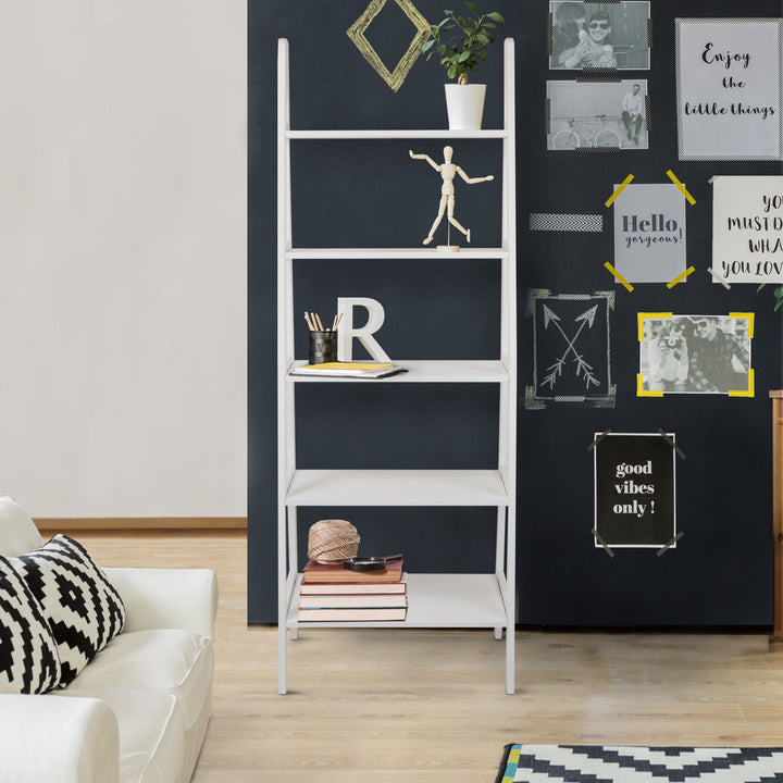 Natrona 72.5" H x 25.25" W Solid Wood Ladder Bookcase Zipcode Design™ Color: White