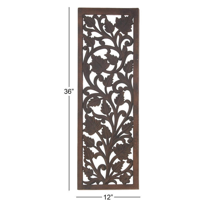 Wooden Handmade Intricately Carved Acanthus Floral Home Brown Wall Decor Fleur De Lis Living