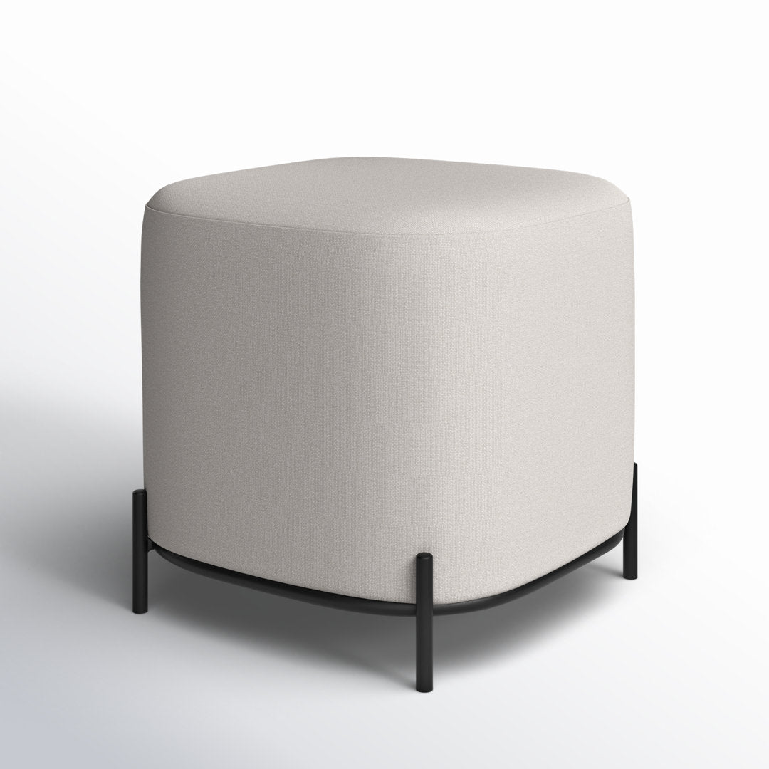 Ohman 16.5'' Wide Square Cube Ottoman Mercury Row® Leg Color: Black Body Fabric: White