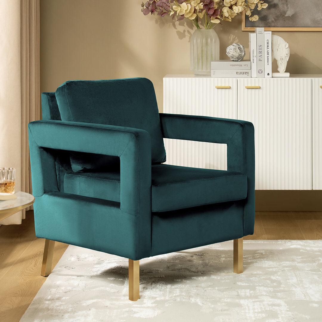 Clayne Velvet Armchair Etta Avenue™ Fabric: Teal Velvet