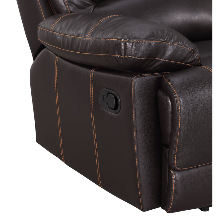 Trower 89" Faux Leather Pillow Top Arm Reclining Sofa Red Barrel Studio® Upholstery: Brown Faux Leather