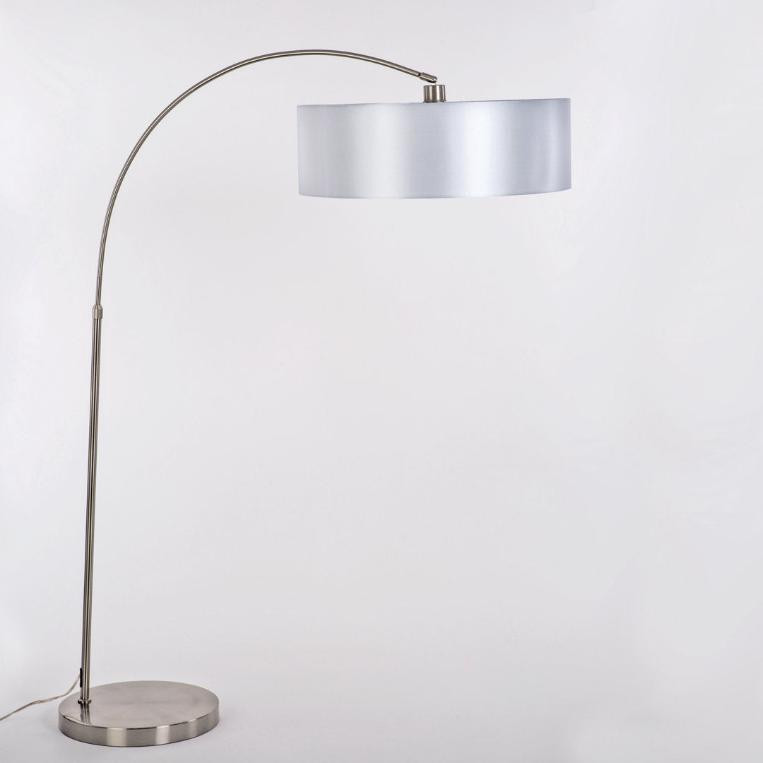 Telles 67" Arched Floor Lamp Brayden Studio® Shade Color: Pristine White Base Finish: Satin Steel