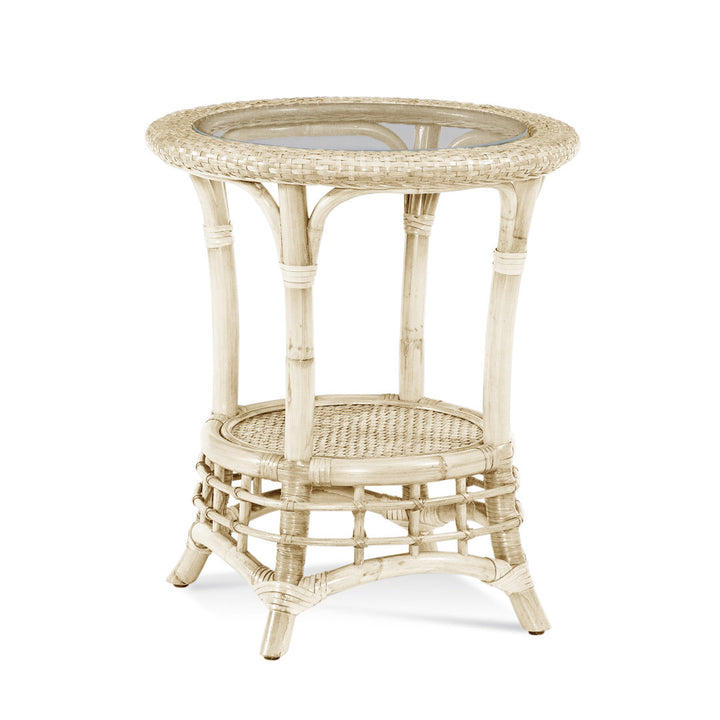 Luca Chairside Table Birch Lane™ Color: Antique Frost White