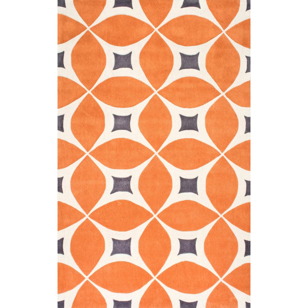 Southam Geometric Accent Rug for Living Room Bedroom Dining Room Entryway Kitchen, Deep Orange/White Wade Logan® Rug Size: Rectangle 2' x 3'