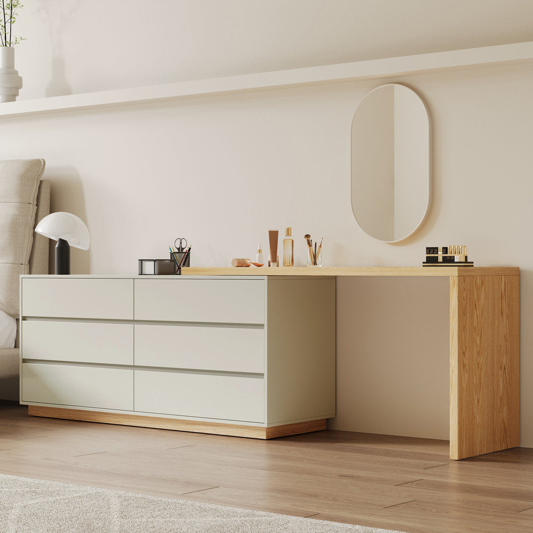 Berek Vanity Extendable Vanity Table with 6 Drawers Modern Home Office Desk Latitude Run®