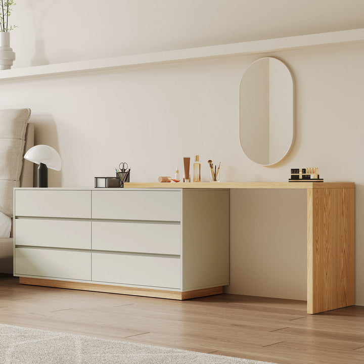 Berek Vanity Extendable Vanity Table with 6 Drawers Modern Home Office Desk Latitude Run®