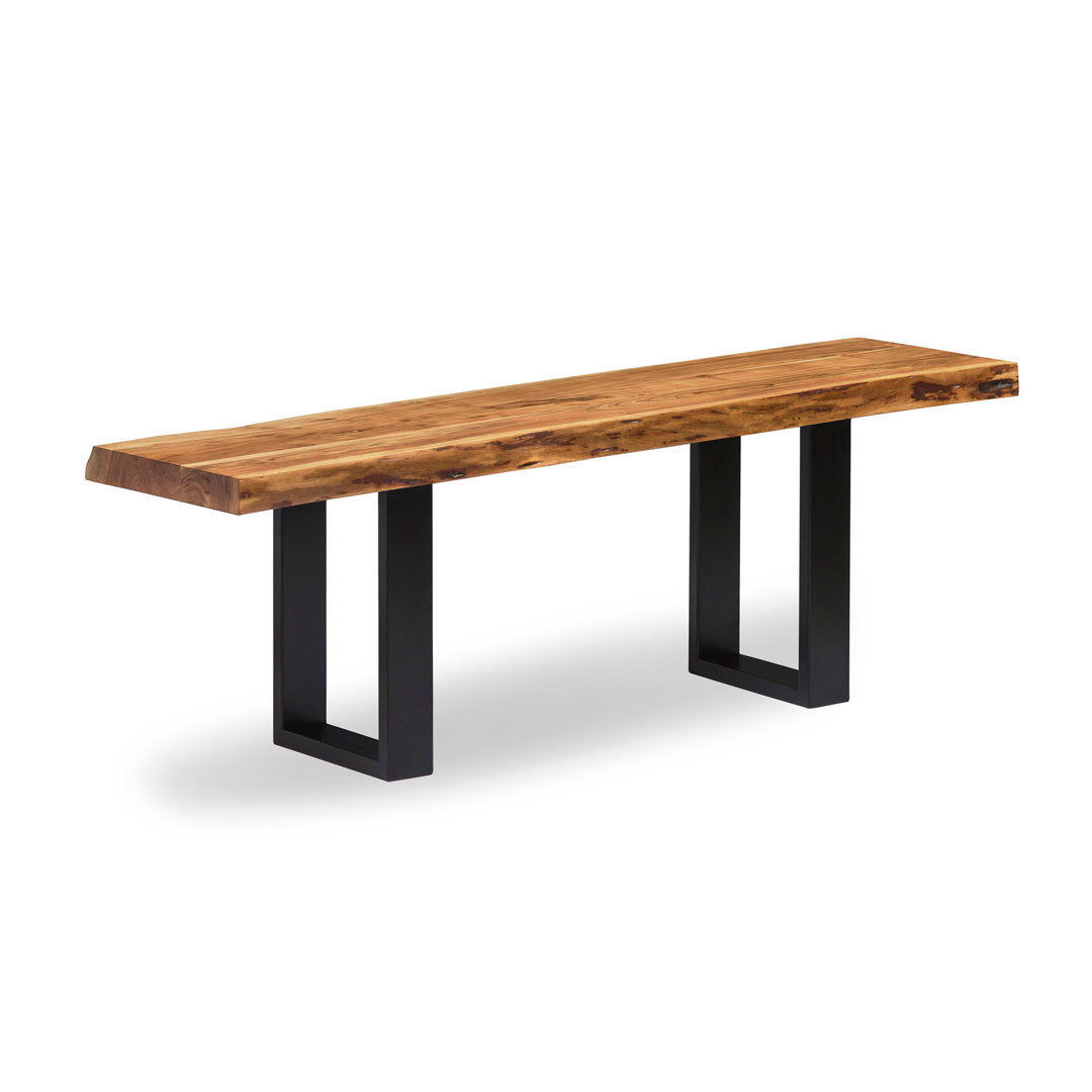 Ains Alpine Natural Live Edge Acacia 48 in. Wood Bench with Metal Straps, Modern Industrial Furniture for Hallway Entryway Living Room Foyer Entry Tree Organizer Shelf Stand Home Decor Union Rustic