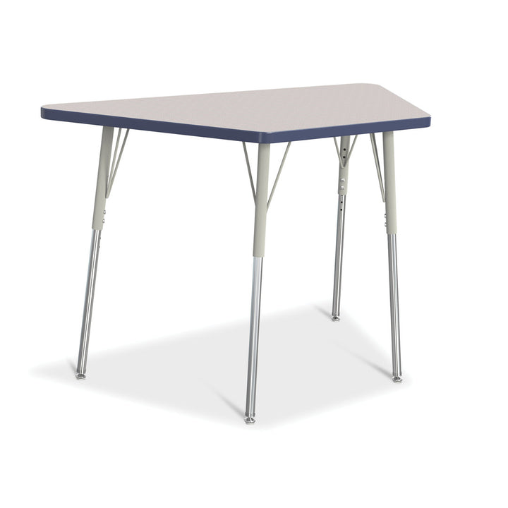 Berries® Trapezoid Activity Tables Jonti-Craft Size: 28" W x 48" D (Adult size: 24" - 31" H) Side Finish: Gray / Navy