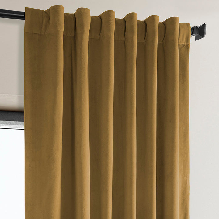 Matra Plush Velvet Curtains for Bedroom - Room Darkening Curtains for Living Room Window Single Panel AllModern Curtain Color: Retro Gold Size per Panel: 50" W x 120" L