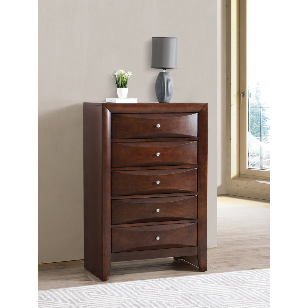 Marilla 5-Drawer Chest Glory Furniture Color: Cappaccino