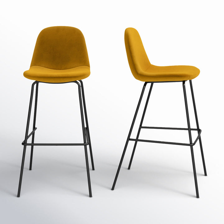 Kody Upholstered Bar & Counter Stool (Set of 2) AllModern Color: Bella Gold Performance Velvet Seat Height: Counter Stool (23.5" Seat Height)