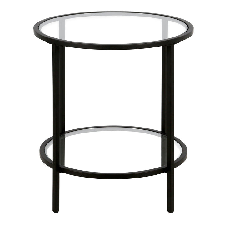 Ceno Glass End Table with Storage Wade Logan® Table Base Color: Blackened Bronze