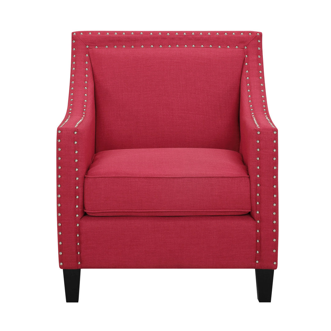 Hilga Erica Accent Armchair With Chrome Nailhead Trim Winston Porter Fabric: Red Polyester Blend