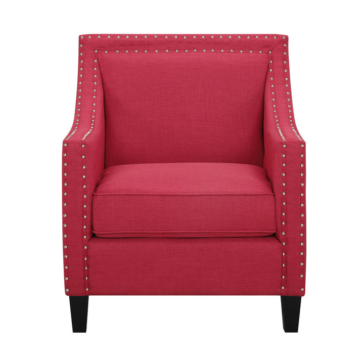 Hilga Erica Accent Armchair With Chrome Nailhead Trim Winston Porter Fabric: Red Polyester Blend