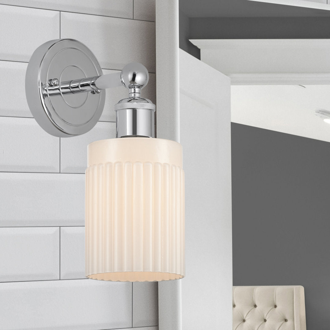 Elloise 1-Light Armed Sconce Kelly Clarkson Home Shade Color: Matte White Fixture Finish: Polished Chrome