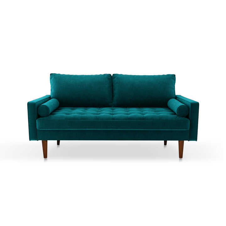 Sellner 70" Velvet Square Arm Tufted Seat Sofa George Oliver Fabric: Teal Blue Velvet