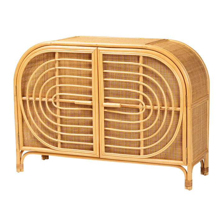 Ovalet Modern Bohemian Rattan 2-Door Sideboard Bay Isle Home™