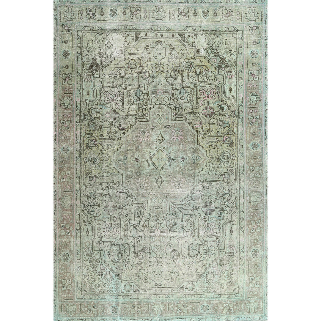 Gaugain Traditional Gray/Sea Green Area Rug Bloomsbury Market Rug Size: Rectangle 7' x 9'