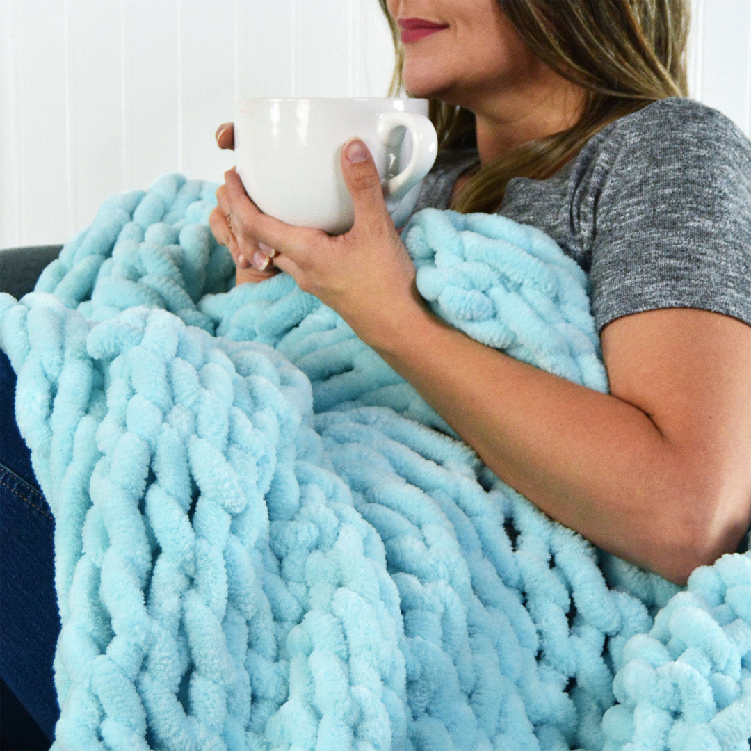 Chenille Knitted Chenille Throw Donna Sharp Color: Light Blue