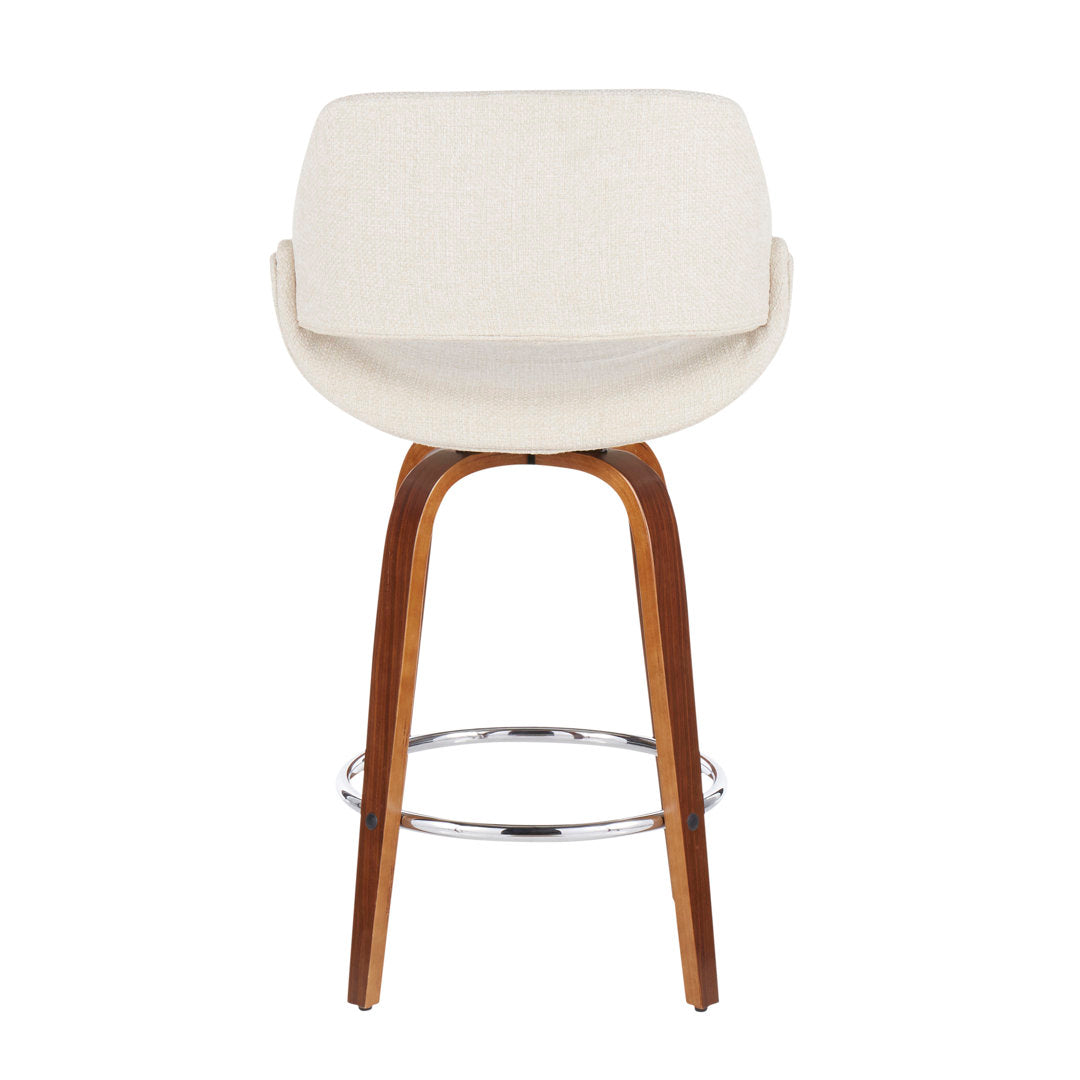 Lakyia Upholstered Bar & Counter Stool with Round Footrest George Oliver Upholstery: Cream, Seat Height: Counter Stool (26" Seat Height)
