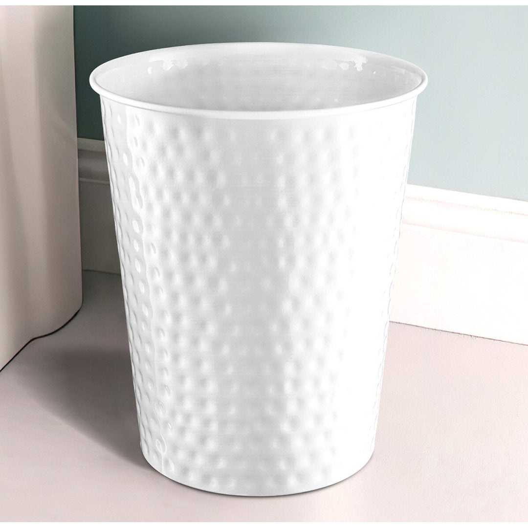 Hand Hammered Metal 1.7 Gallon Waste Basket Monarch Abode Color: Classic White