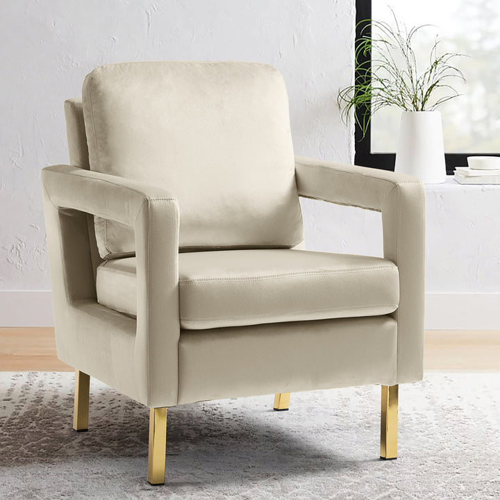 Clayne Velvet Armchair Etta Avenue™ Fabric: Tan Velvet