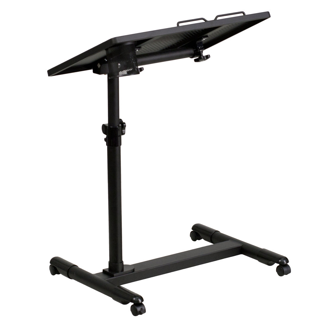 Macon Adjustable Height Steel Mobile Computer Desk Flash Furniture Color: Black