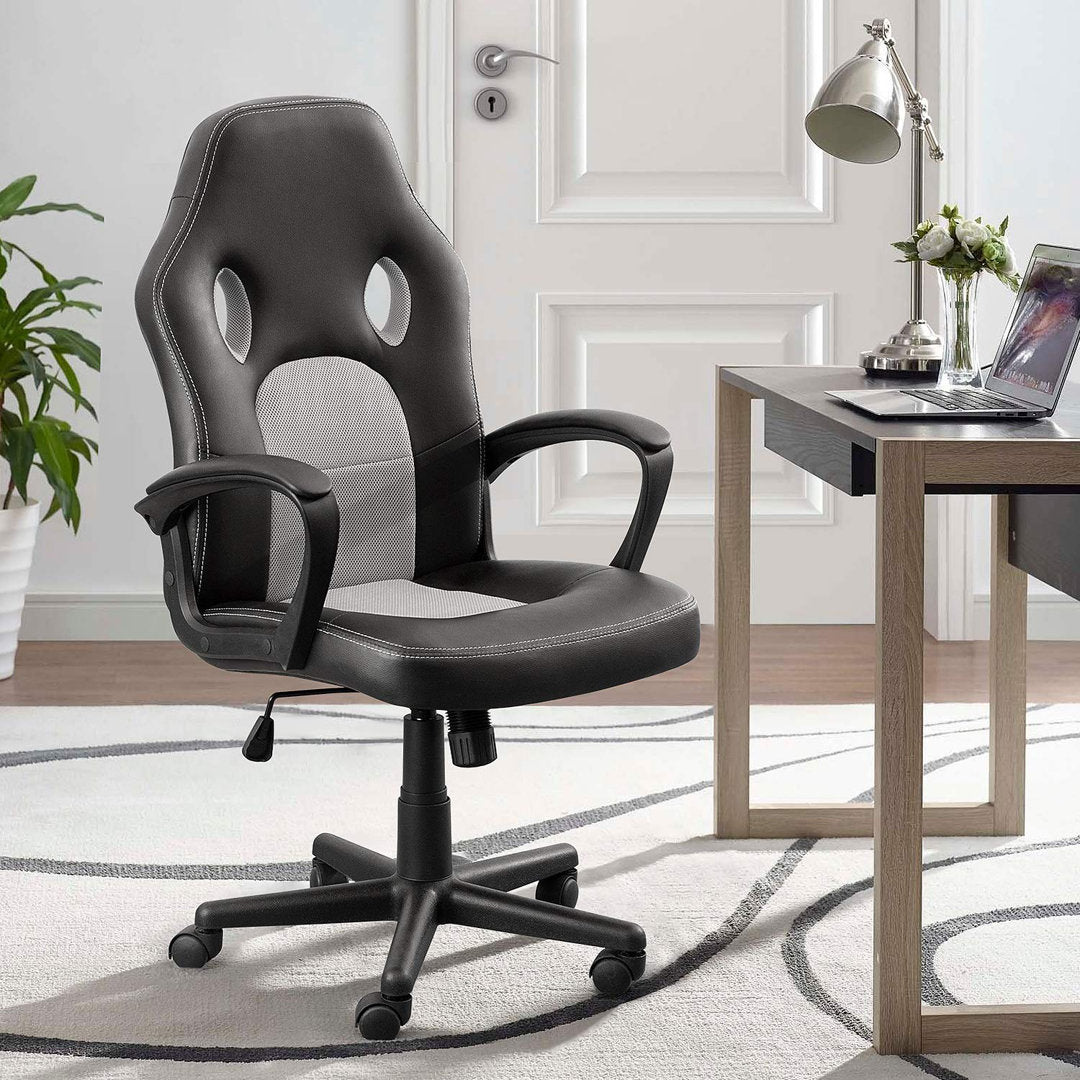 PC and Racing Ergonomic Gaming Chair Ebern Designs Color: Gray