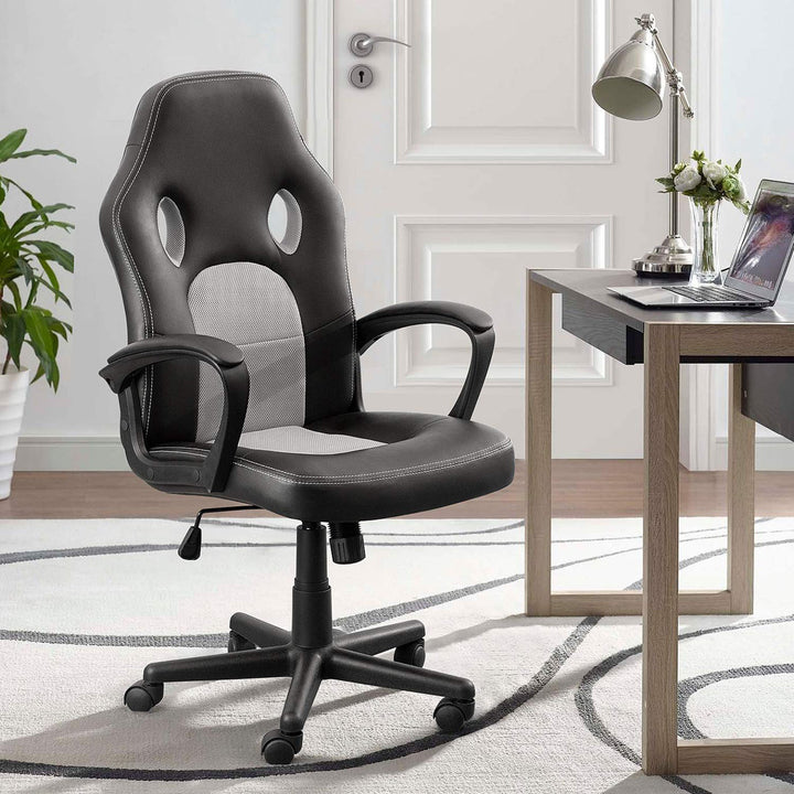 PC and Racing Ergonomic Gaming Chair Ebern Designs Color: Gray