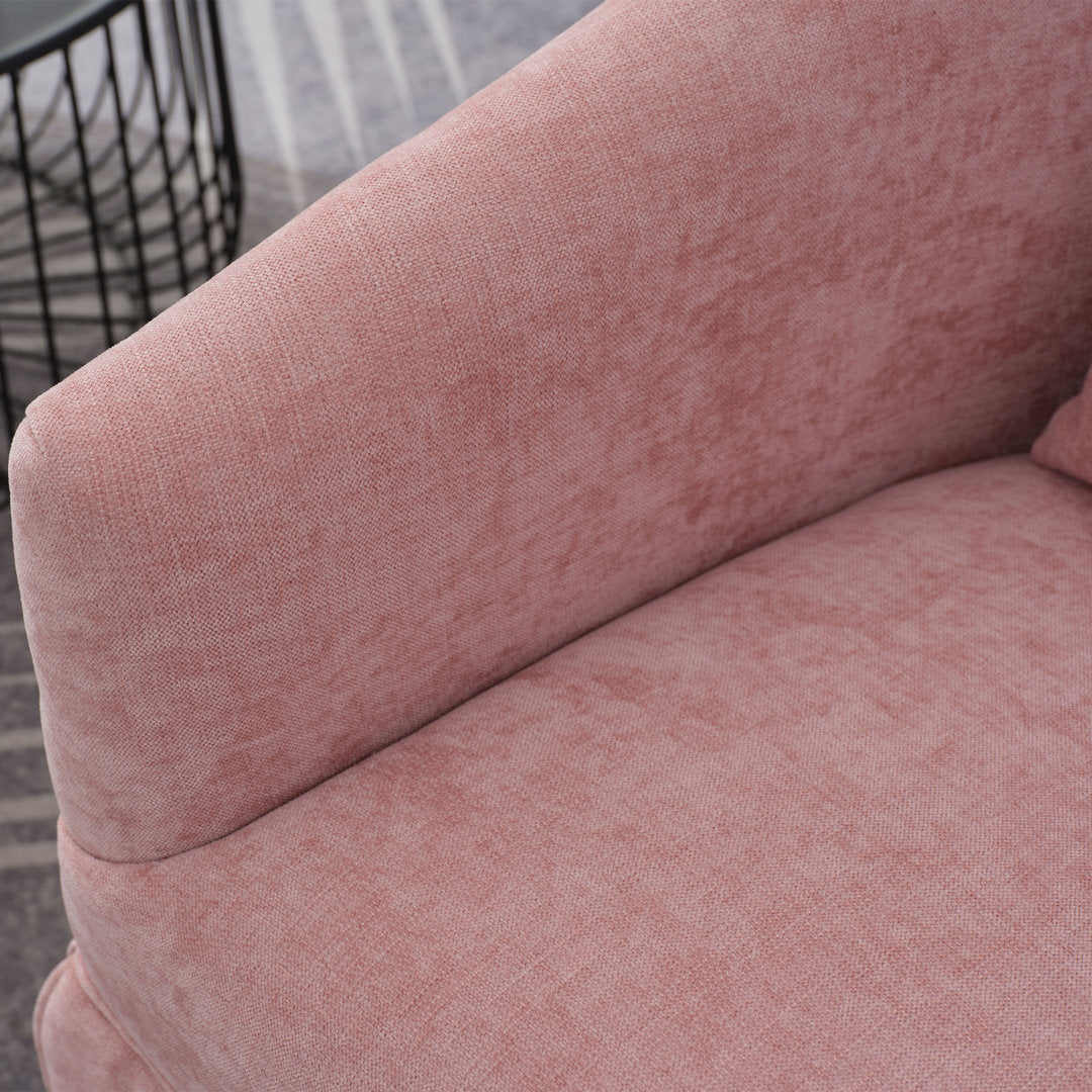 Swivel Accent Arm Chair with Plump Pillow Upholstered Comfy 360 Degree Swivel  Sofa Chair Brayden Studio® Body Fabric: Pink Linen Blend
