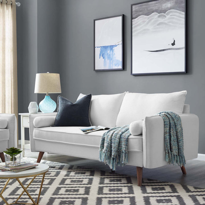 Modway Revive Upholstered Fabric Loveseat Modway Upholstery Color: White Polyester