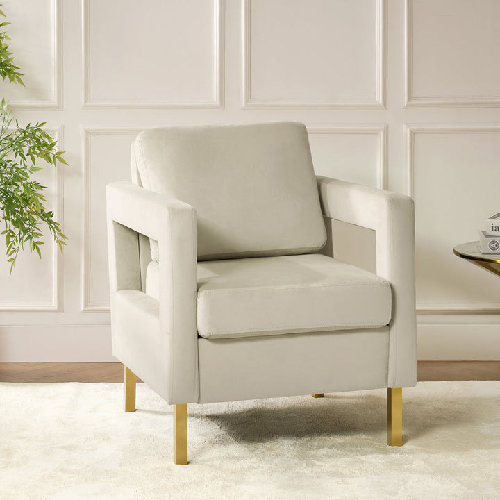 Clayne Velvet Armchair Etta Avenue™ Fabric: Tan Velvet