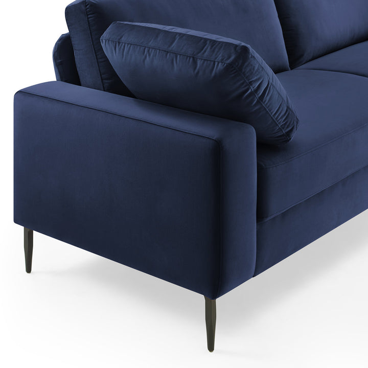 Jeses MINIMORE Modern Style Etta 84.3" Mid-Century Modern Design Sofa Corrigan Studio® Fabric: Dark Blue Velvet