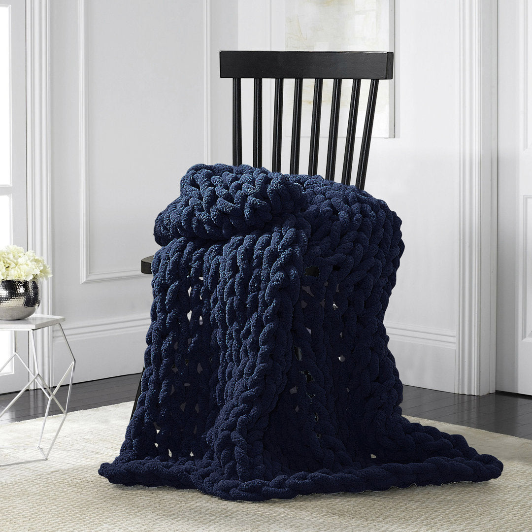 Chenille Knitted Chenille Throw Donna Sharp Color: Navy