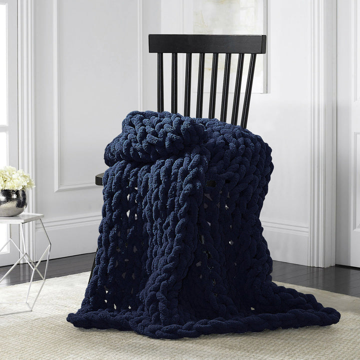 Chenille Knitted Chenille Throw Donna Sharp Color: Navy