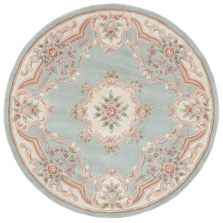 New Aubusson Traditional Light Green Area Rug The Conestoga Trading Co. Rug Size: Round 6'