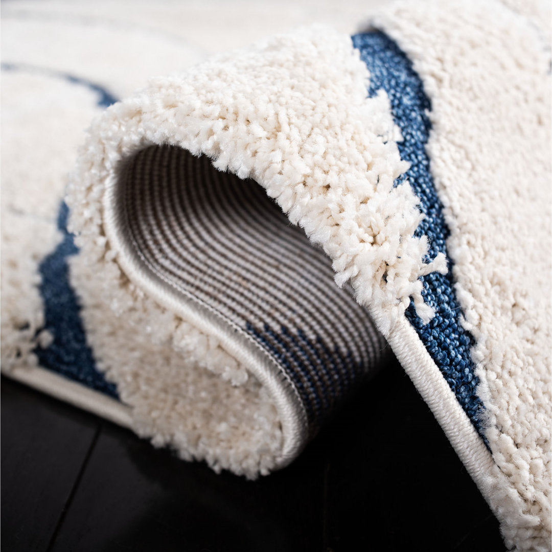 Ashal Abstract Cream/Blue Area Rug Wade Logan® Rug Size: Square 11'