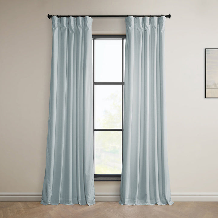 Matra Plush Velvet Curtains for Bedroom - Room Darkening Curtains for Living Room Window Single Panel AllModern Curtain Color: Aquarius Blue Size per Panel: 50" W x 96" L