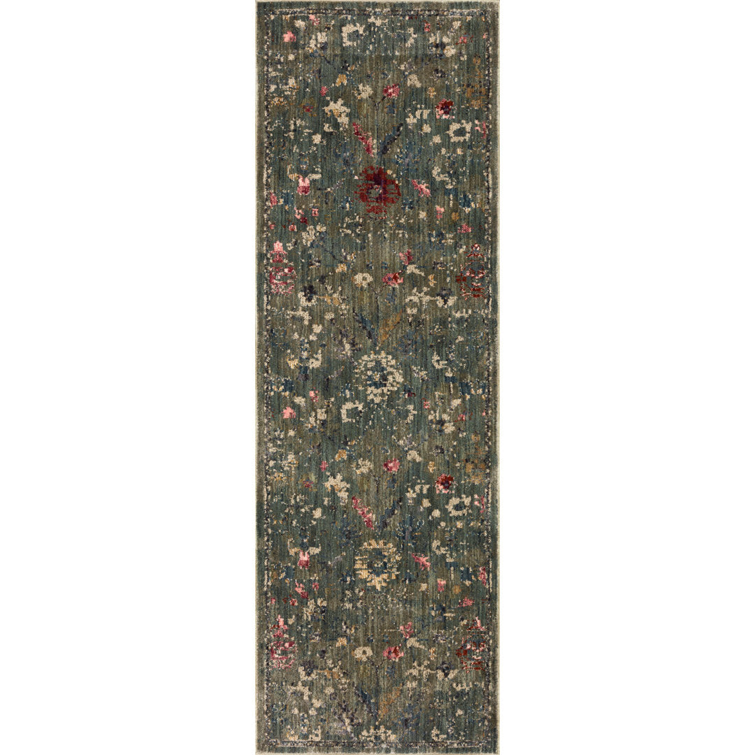 Febbas Oriental Machine Made Power Loom Area Rug in Moss Green Lark Manor™ Rug Size: Runner 2'7" x 10'