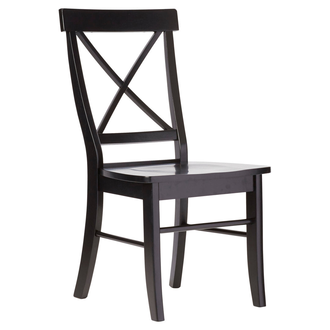 Solid Wood Cross Back Side Chair (Set of 2) August Grove® Color: Black