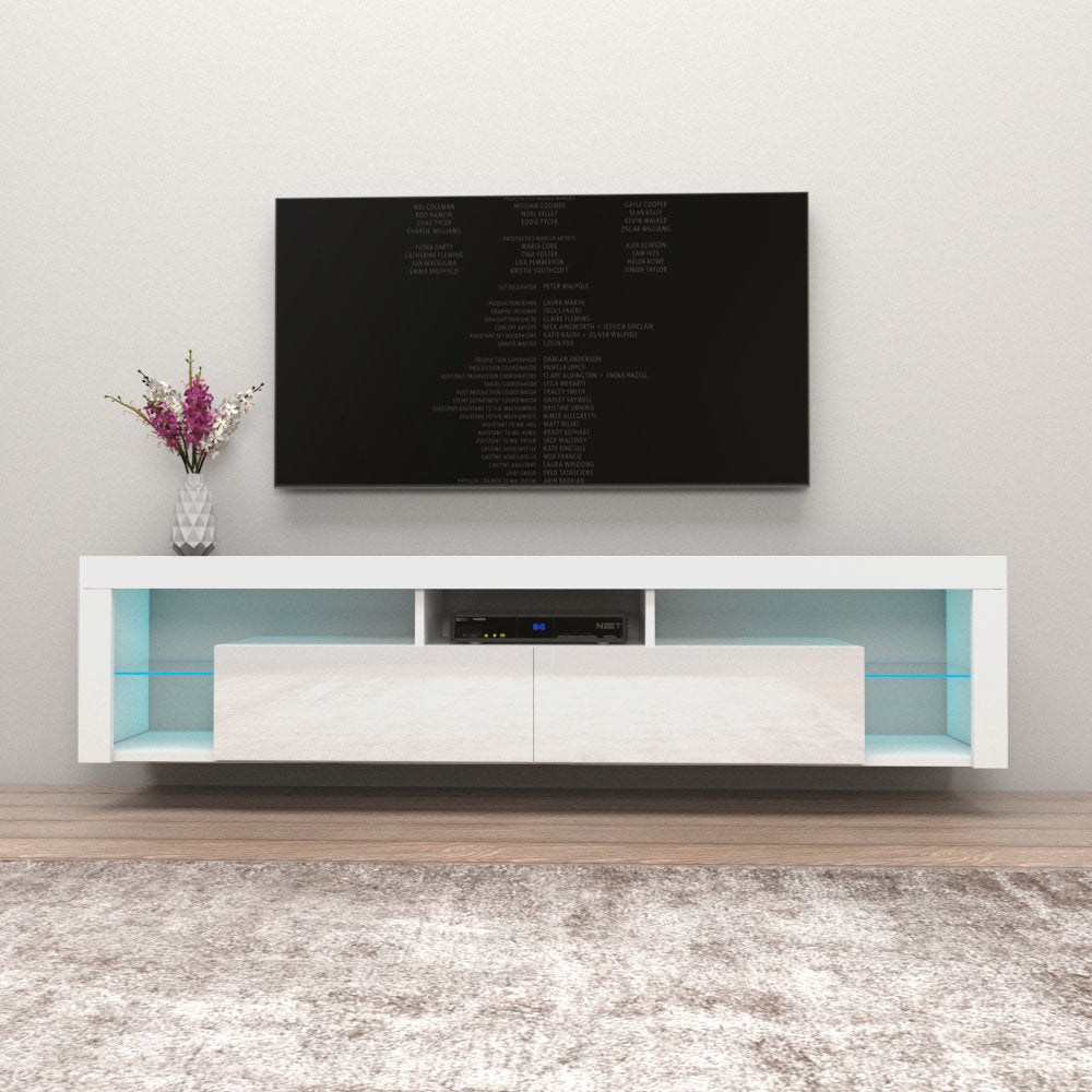 Floating Milano TV Stand for TVs up to 90" Orren Ellis Color: White